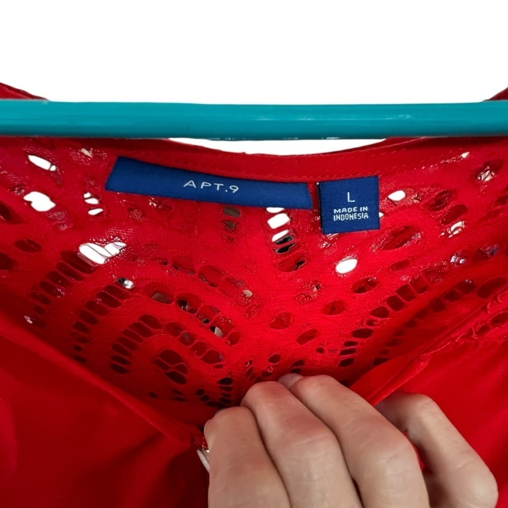 Apt. 9 Red Lace Blouse with Zipper - Picture 2 of 6